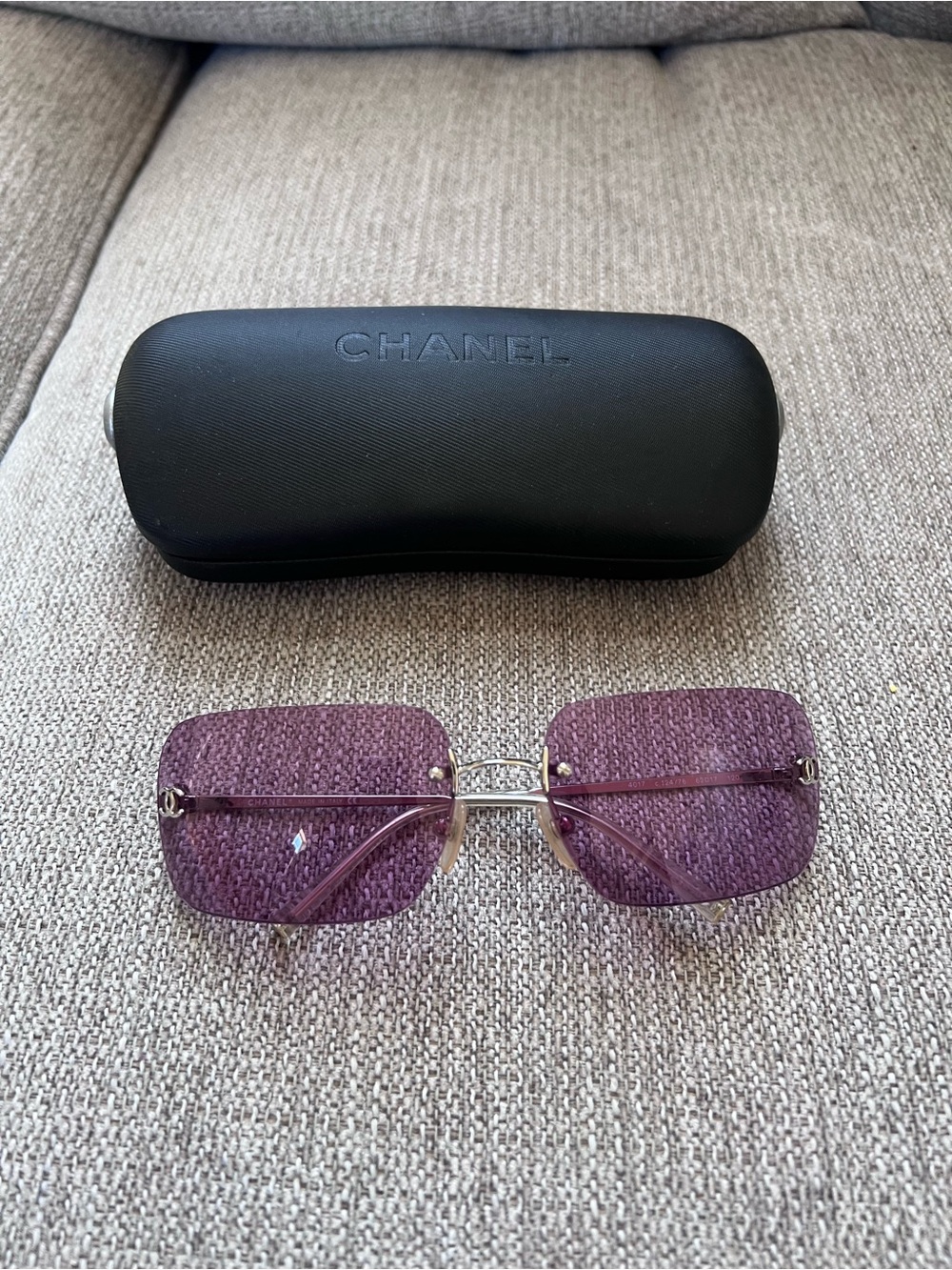 Chanel 4017 Vintage Rimless Purple Sunglasses with Silver Frame - Picture 11 of 12